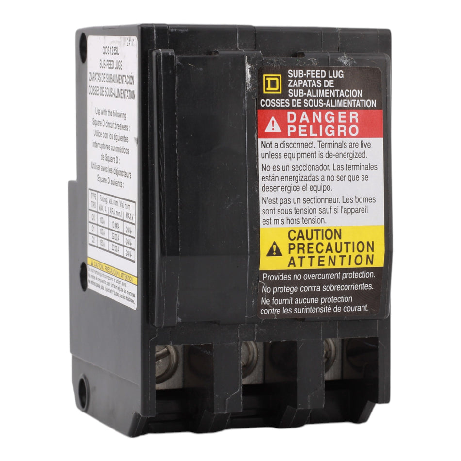 Square D QO3125SL, 125A, 240V, 3-Pole Lug Kit