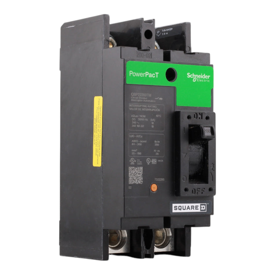 Square D PowerPacT QBP22200TM 200A 2P 240V Thermal-Magnetic Circuit Breaker