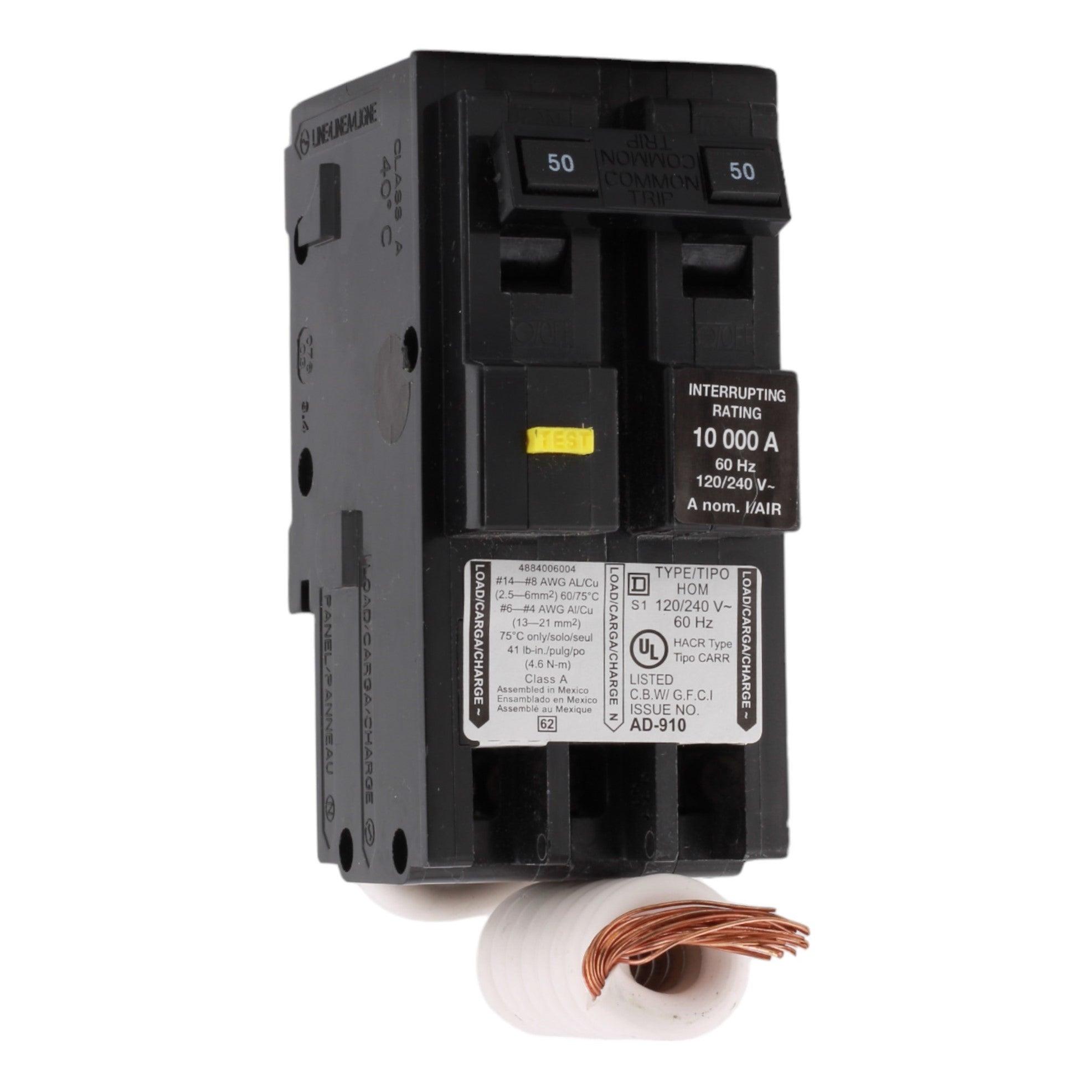 Square D QO250GFI 50 Amp 2-Pole GFCI Circuit Breaker – 120/240V AC