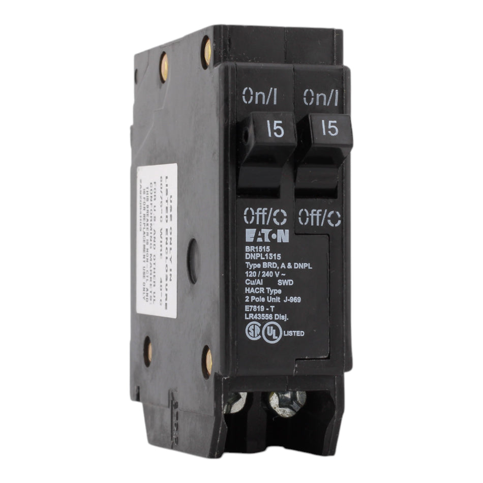 Eaton BR1515 15-15A, 120/240V, 1-Pole, Tandem Circuit Breaker, for Type BR Loadcenters.