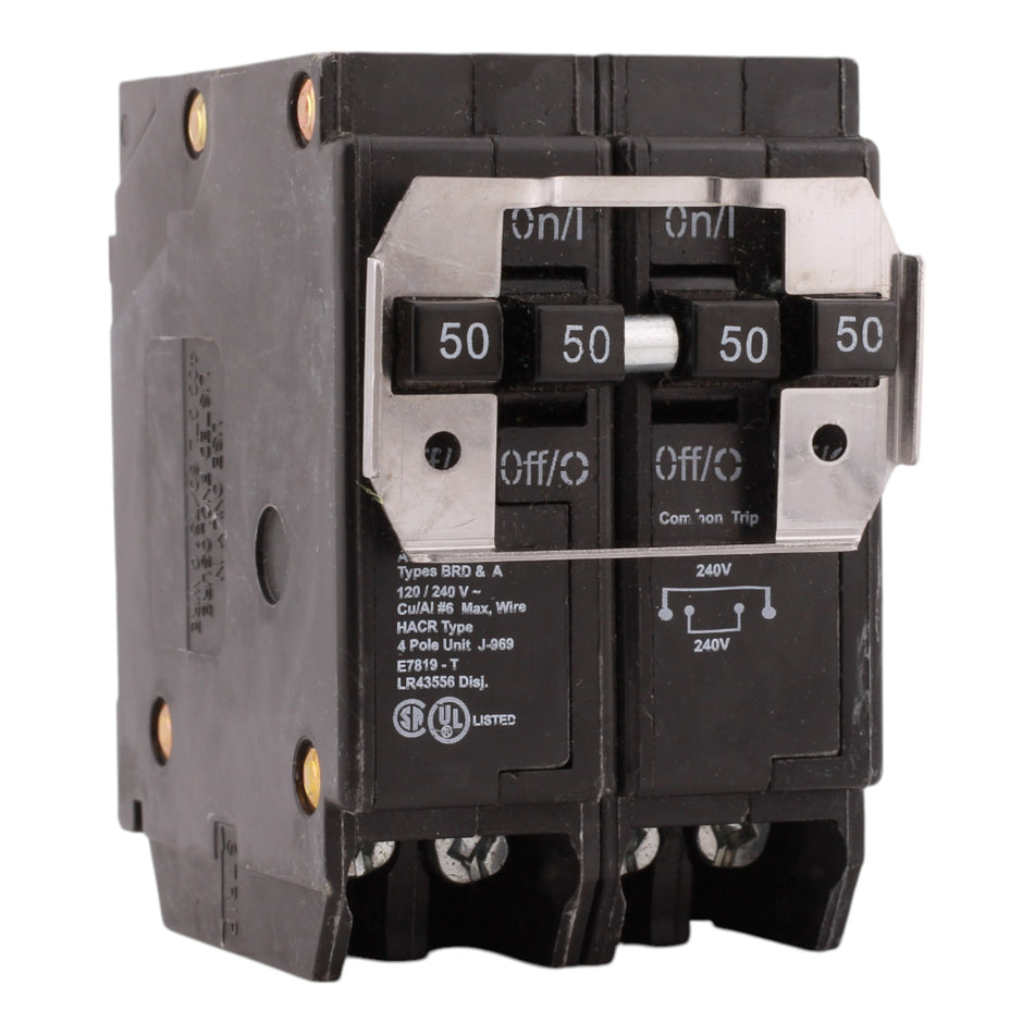 Eaton BQC250250 50A-50A 4P 120/240V Quadplex Circuit Breaker