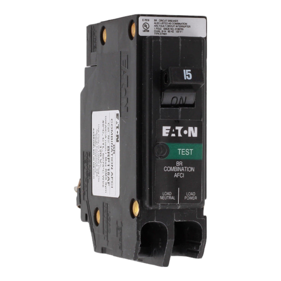 Eaton BRP115AF 15A 120V 1-pole AFCI Circuit Breaker Plug-on Neutral UL
