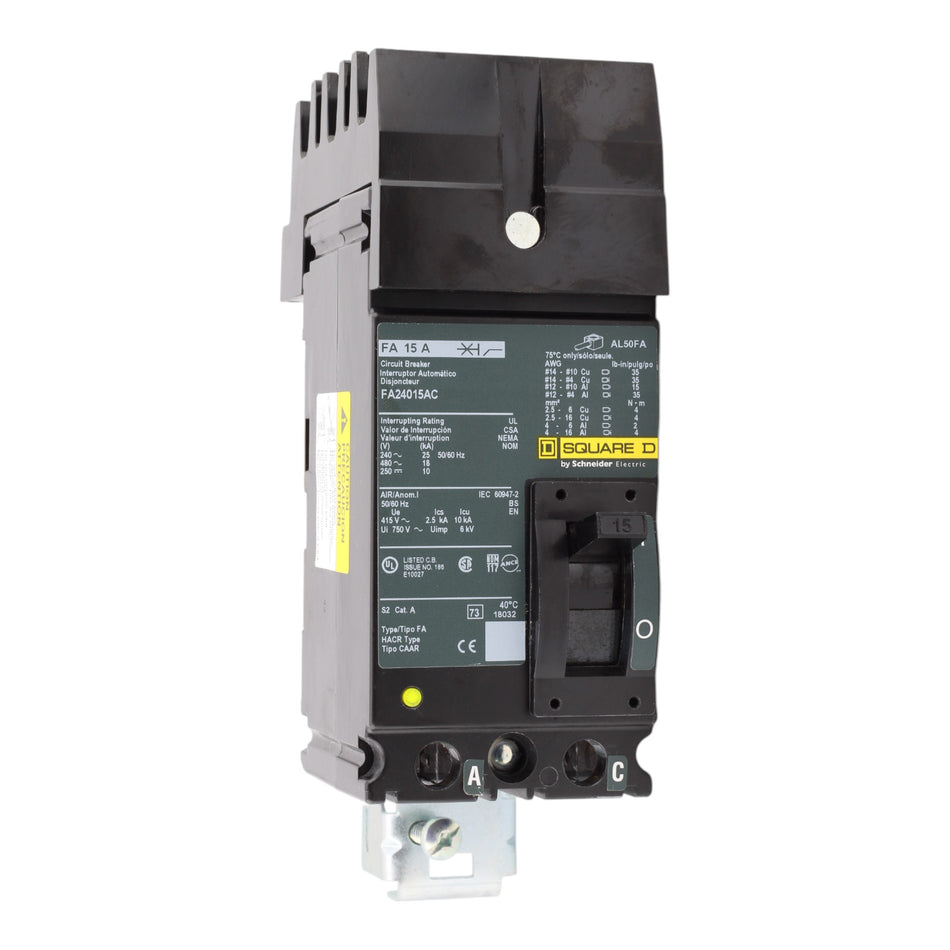 Square D FA24015AC 15A 2P 480V Thermal-Magnetic I-Line Circuit Breaker
