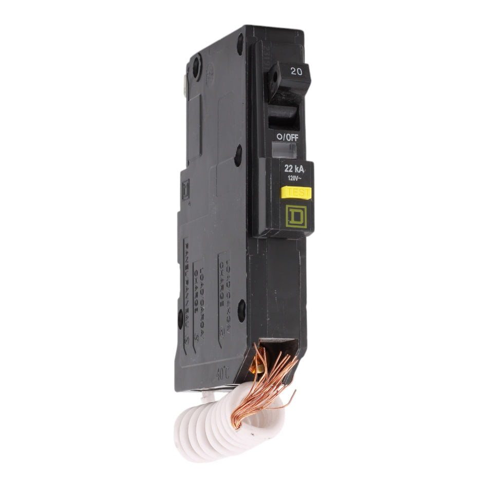 Square D QO120VHGFI, 20A, 120V, 1-Pole GFCI Circuit Breaker, Plug-In, for QO Load Centers