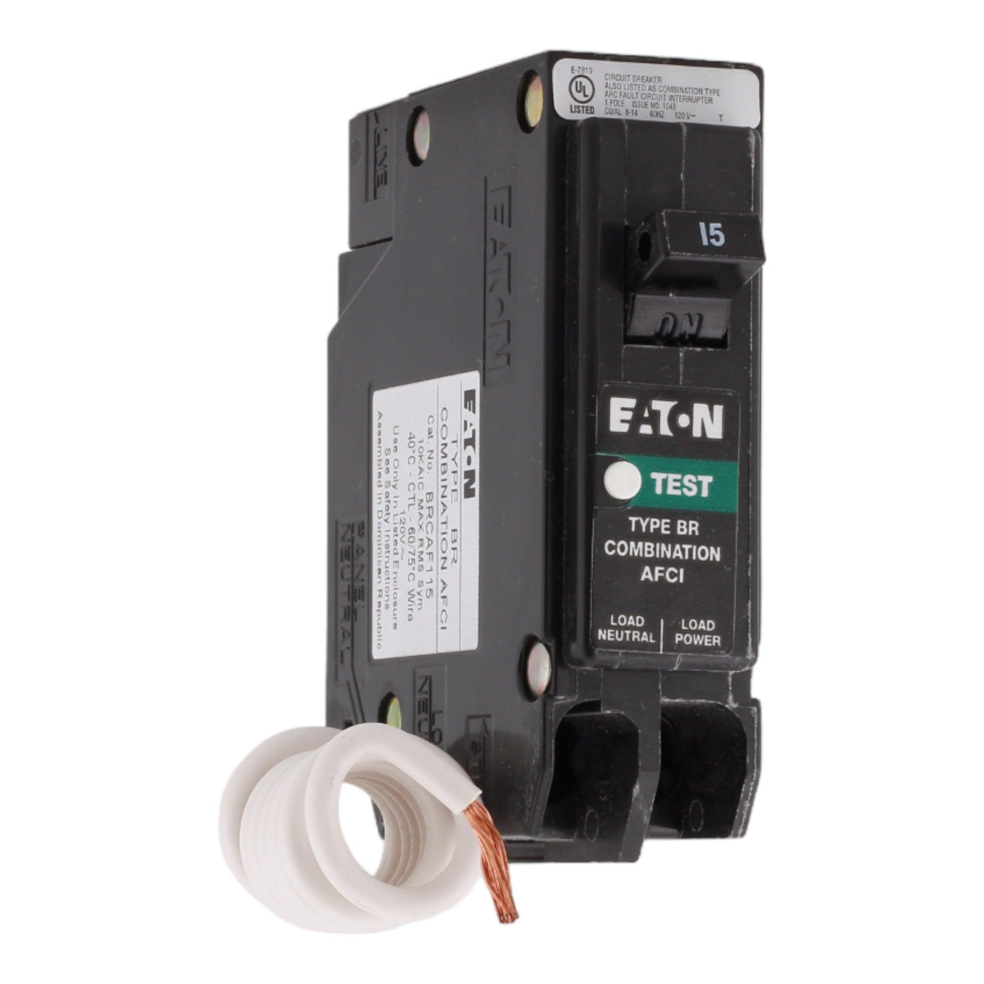 Eaton 15 Amp 120-Volt, Single-Pole AFCI Circuit Breaker Type BR Pigtail Neutral