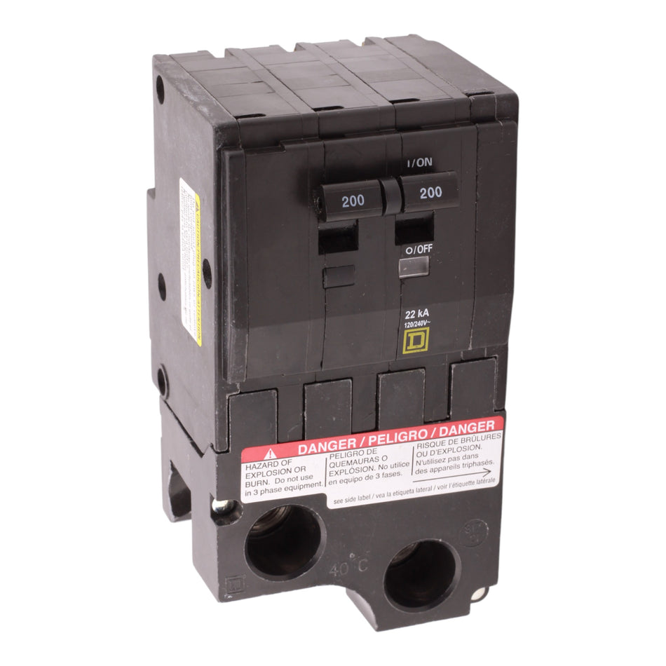 Square D QO QO2200VH 200A 2P 120/240V Standard Plug-In Circuit Breaker