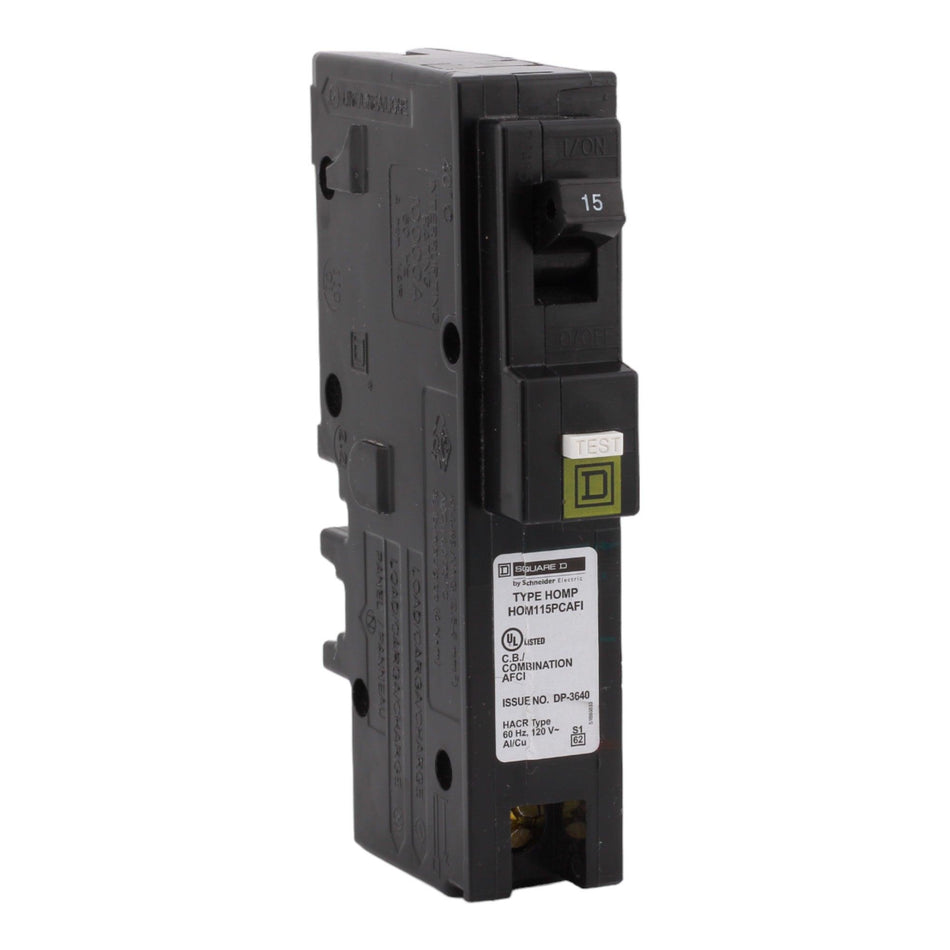 Square D HOM115PCAFI 15 Amp Single Pole 120V Plug-On Neutral AFCI Arc Fault Circuit Breaker UL