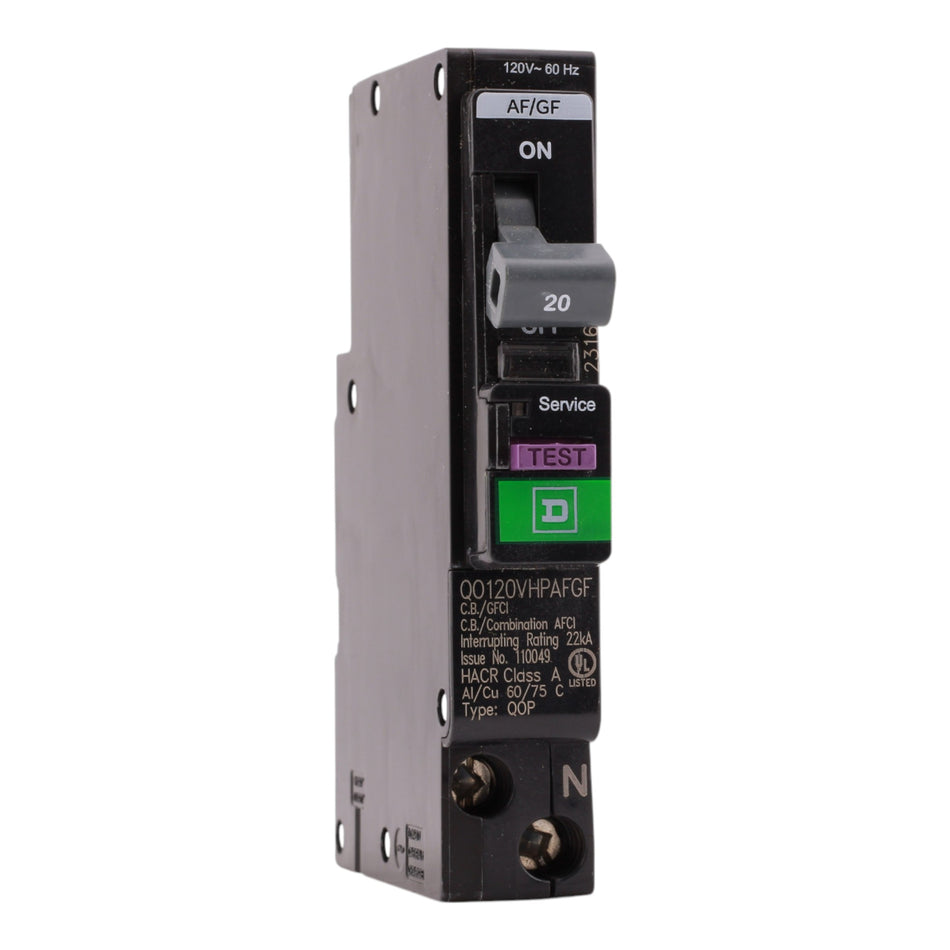 Square D QO QO120VHPAFGF 20A 1P 120V CAFCI/GFCI Circuit Breaker
