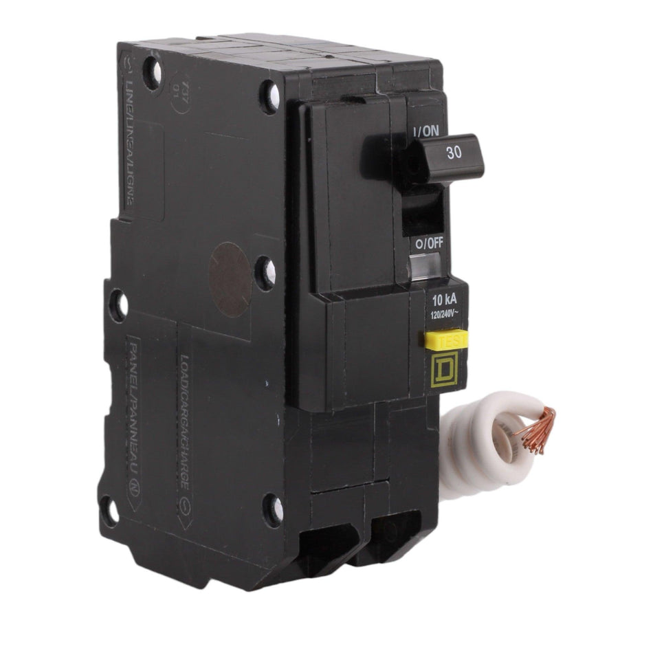 Square D QO230GFI 30 Amp Double Pole 240V Pigtail-Neutral GFCI Ground Fault Circuit Breaker UL