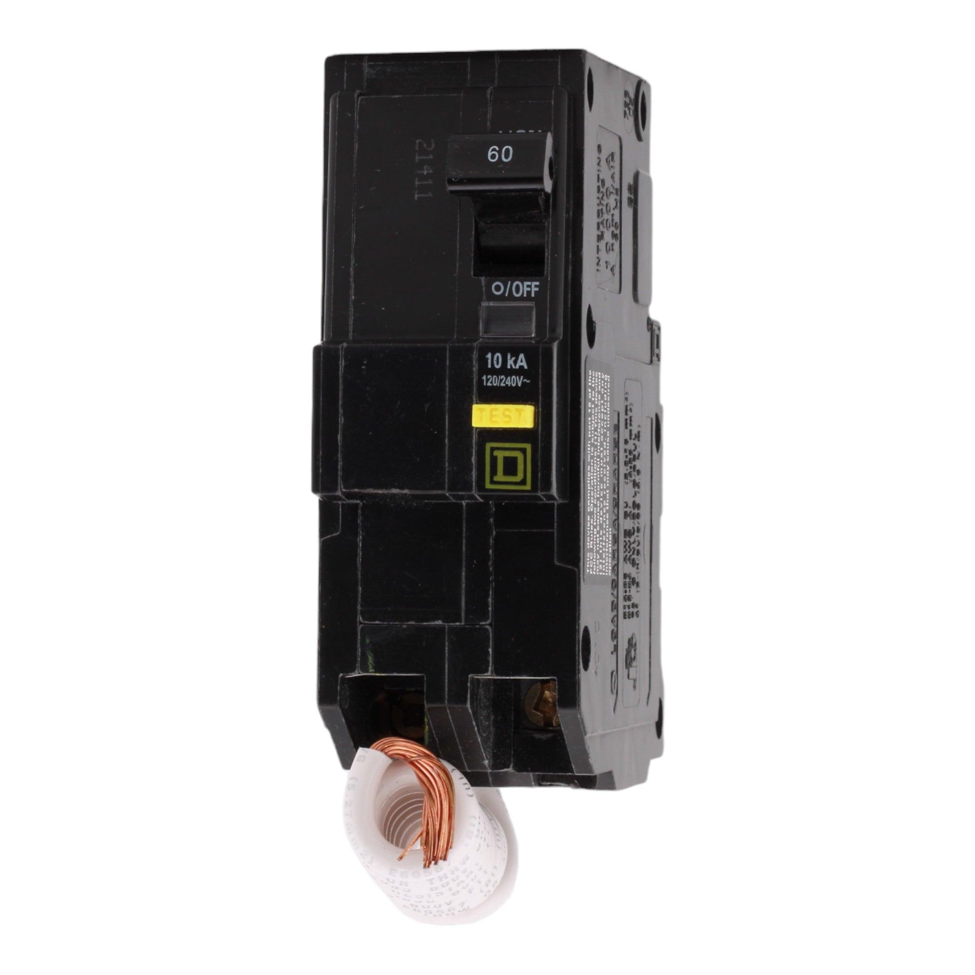 Square D QO260GFI 60 Amp Double Pole 240V Pigtail-Neutral GFCI Ground Fault Circuit Breaker UL