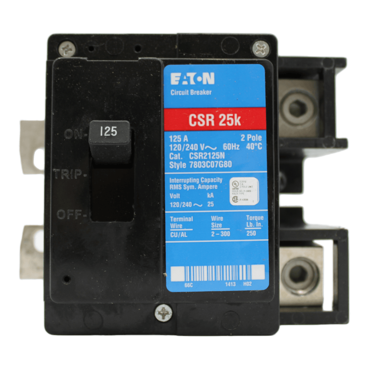 Eaton CH CSR2125N Main Breaker 125 Amps 240 Volts 2 Pole Bolt on UL Listed