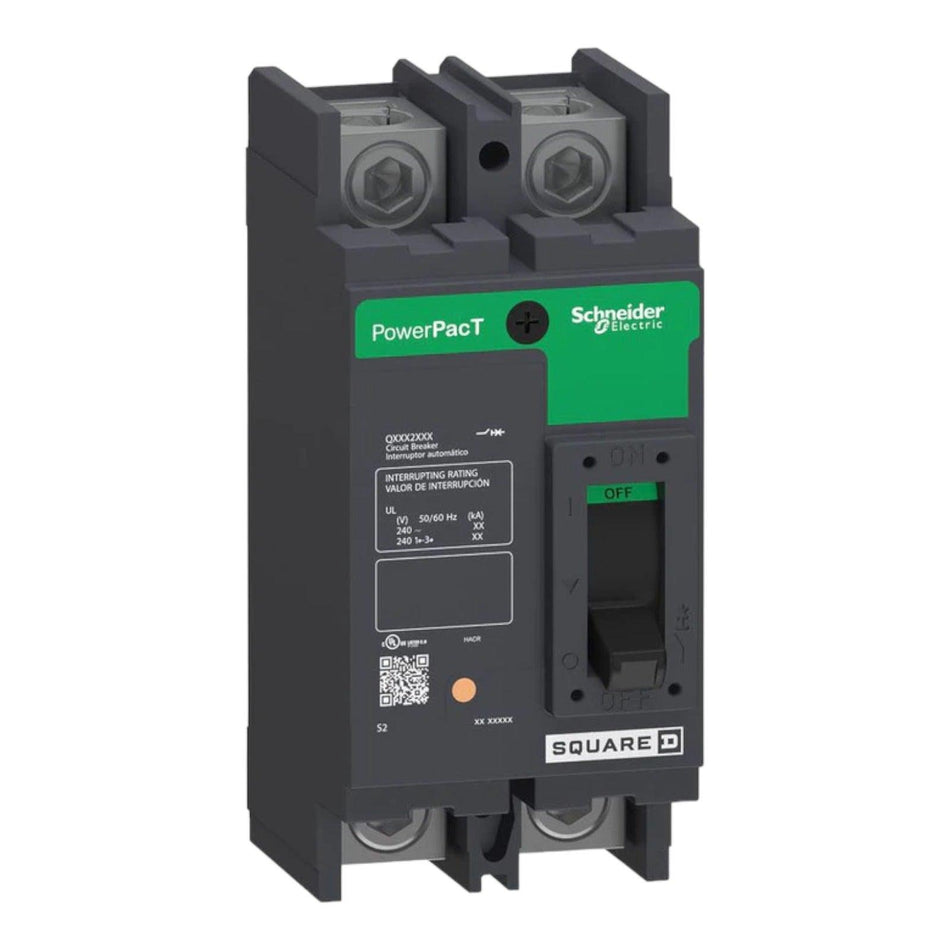 Square D QDL22100 Circuit breaker PowerPacT Q, 100A, 2 pole, 240VAC, 25kA, lugs, thermal magnetic, 80%