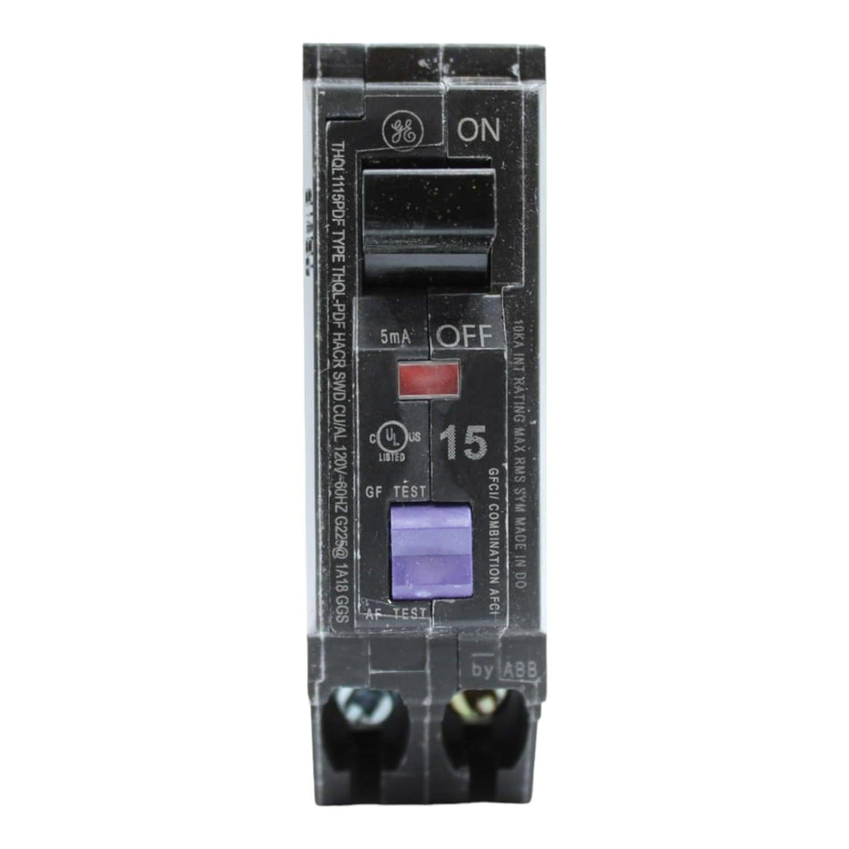 GE THQL1115PDF 15 Amp Single Pole 120V Plug-On Neutral AFCI/GFCI Dual Function Circuit Breaker UL