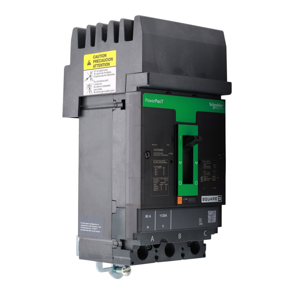 Square D PowerPacT HDA36080 80A 3P 600V Thermal-Magnetic I-Line Circuit Breaker