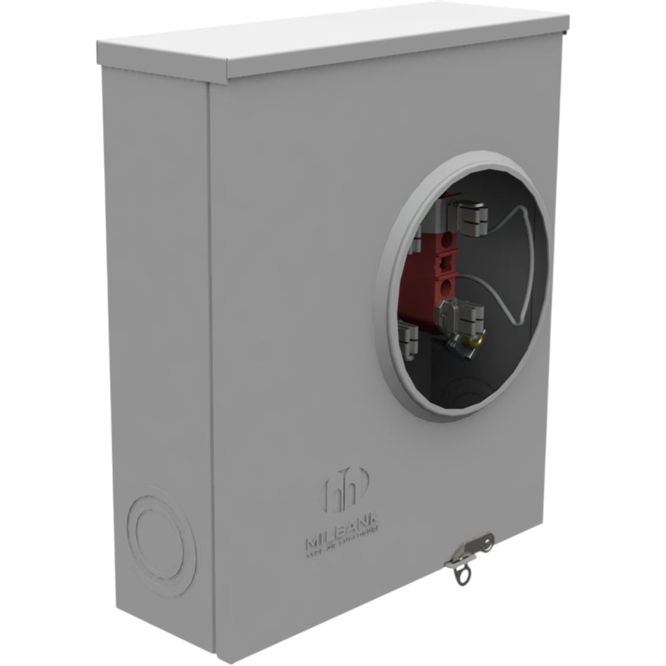 Milbank, U1980-O, 200A, 600VAC, 4-Terminal, Ringless, Plain Top, Underground, Meter Socket