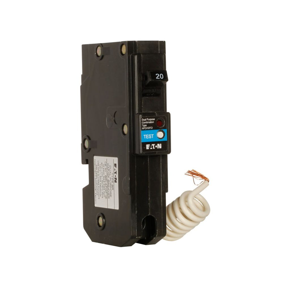 Eaton BR BRLAFGF120 20A 1P 120V AFCI/GFCI Pigtail Neutral Circuit Breaker