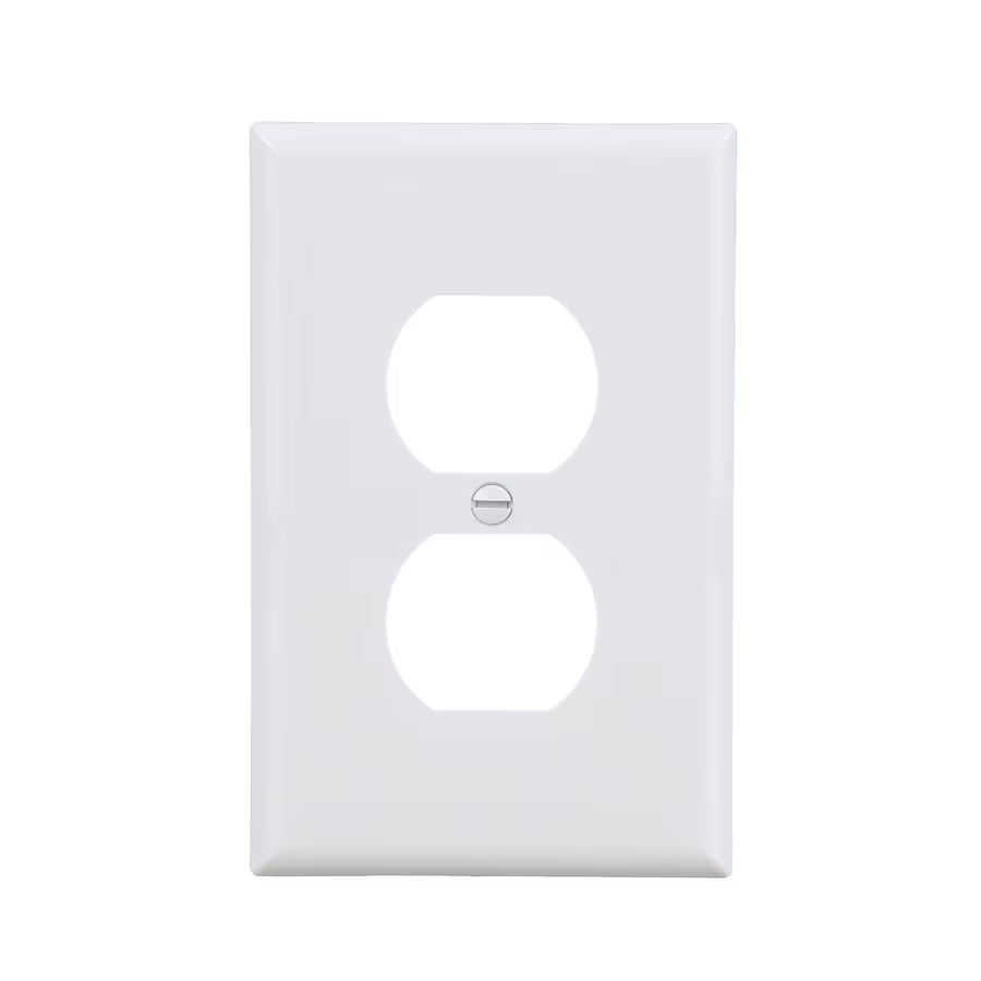 25-PACK Eaton Arrow Hart, PJ8W, Duplex Receptacle Wallplate, Mid-Size, 1-Gang, White, Polycarbonate