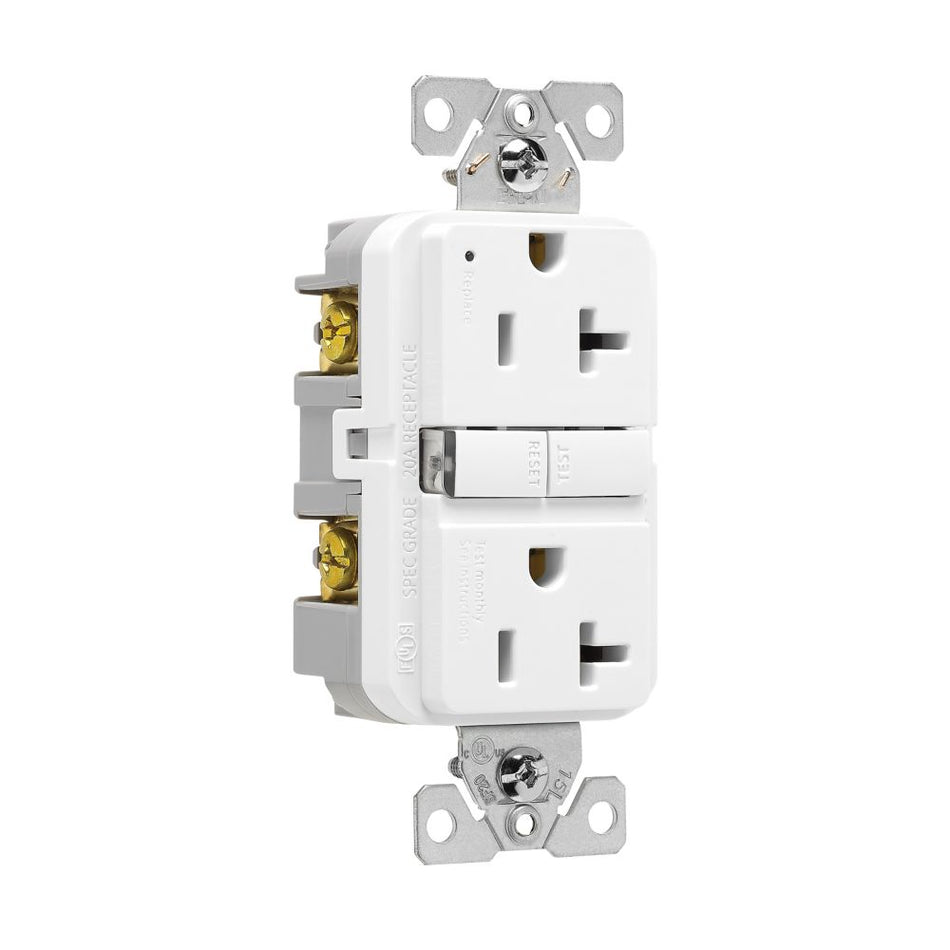 Eaton Arrow Hart, GF20W-3-LW, 20A, 125V, GFCI Duplex Receptacle, Self-Test, Slim, White, 3-Pack