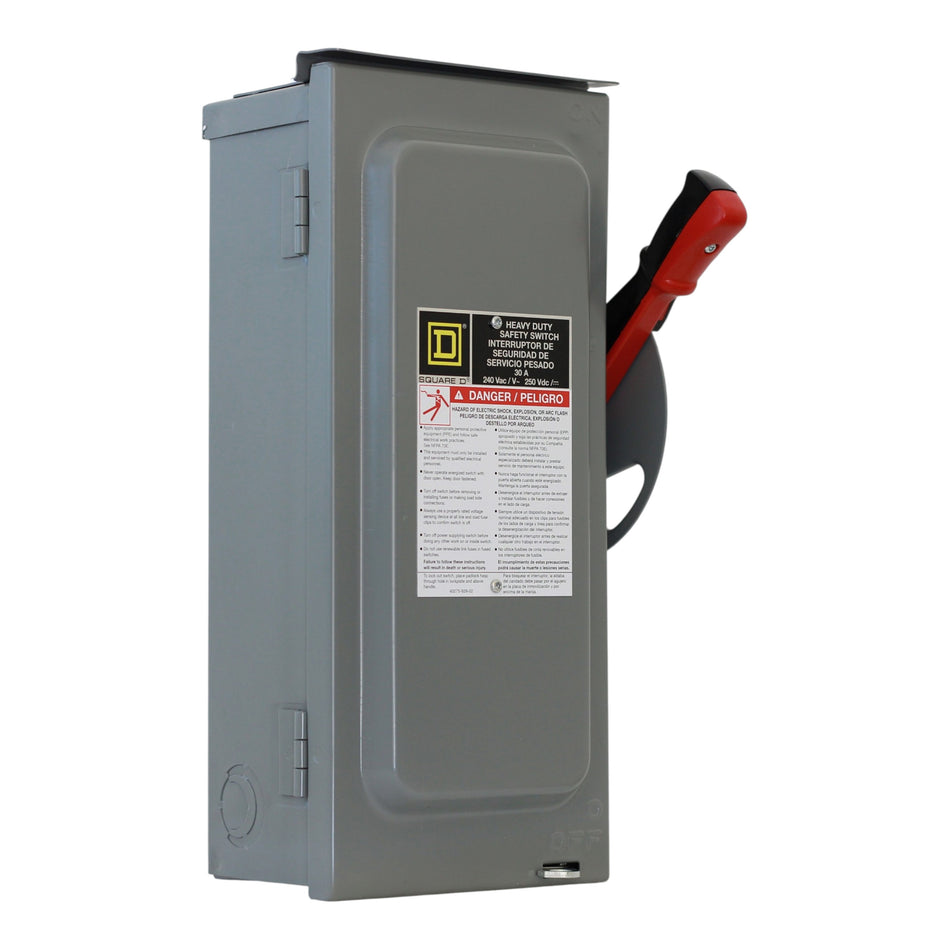 Square D, H221NRB, 30A, 2-Pole, 240VAC/250VDC, NEMA 3R, Heavy Duty Fusible Safety Switch