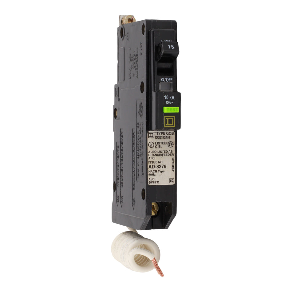 Square D QO QOB115AFI 15A 1P 120V AFCI Pigtail Neutral Circuit Breaker