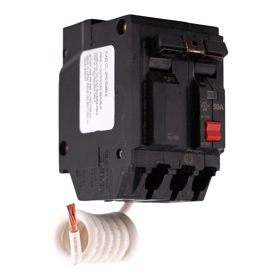 GE Q-Line, THQL2150GFT2, 50A, 2P, 120/240V, GFCI, Pigtail Neutral, Circuit Breaker