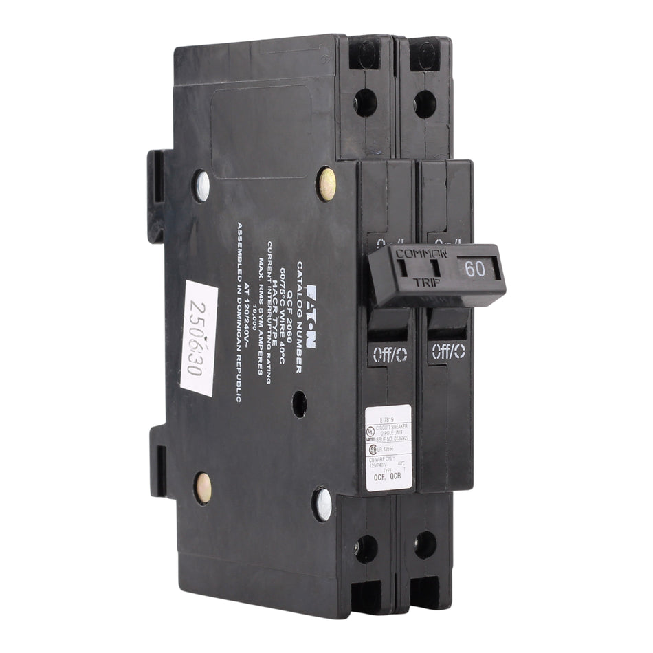 Eaton Quicklag QCF2060 60A 2P 120/240V Thermal-Magnetic Cable-In/Cable-Out Circuit Breaker