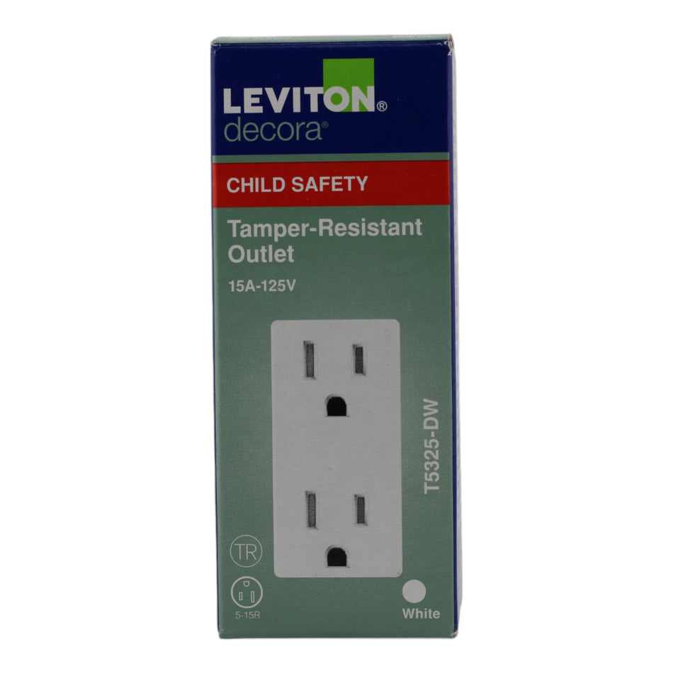 Leviton Decora T5325-DW 15A 125V TR Duplex Outlet