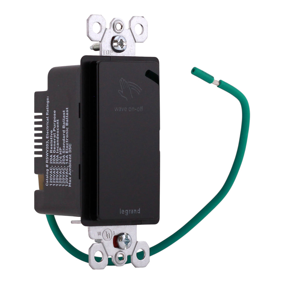 Legrand radiant RSWV203 20A Touchless Wave Switch Black