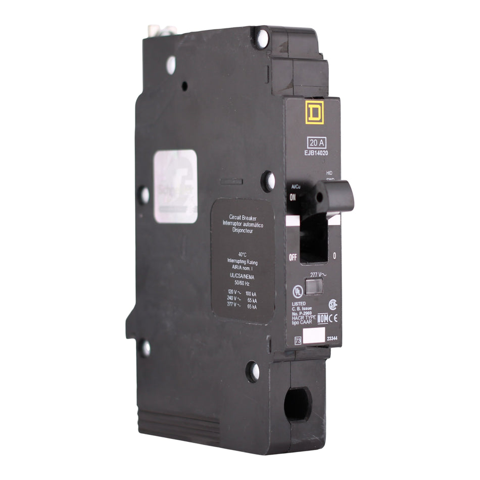 Square D E-Frame, EJB14020, 20A, 1P, 277V, 100kA, Bolt-On, Circuit Breaker