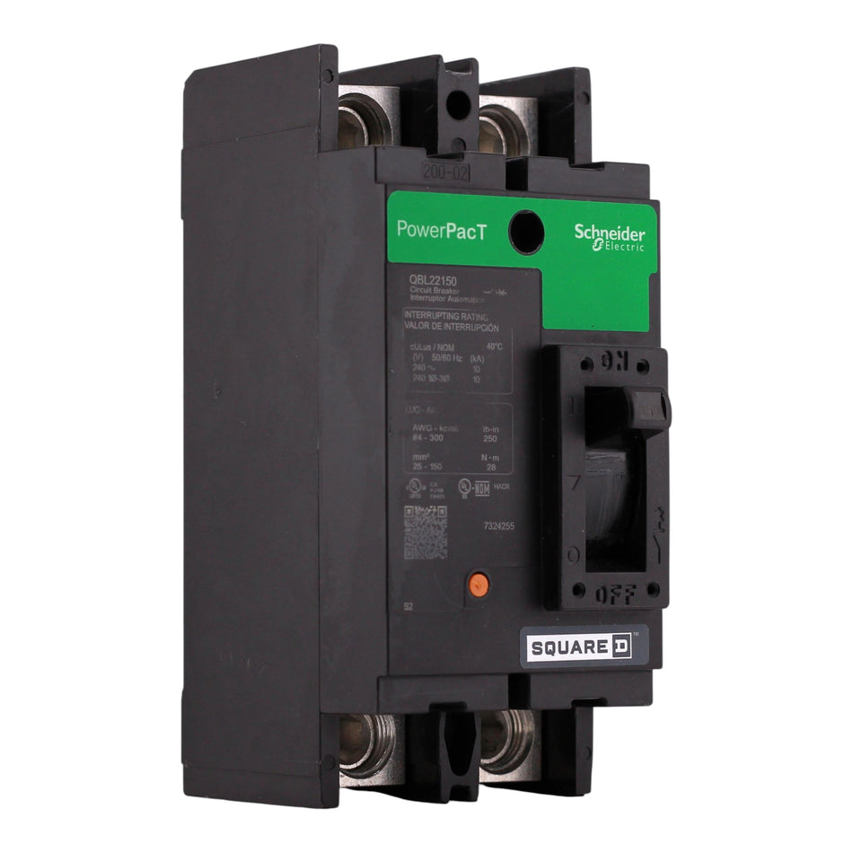 Square D PowerPacT Q, QBL22150, 150A, 2P, 240V, Thermal Magnetic, Circuit Breaker