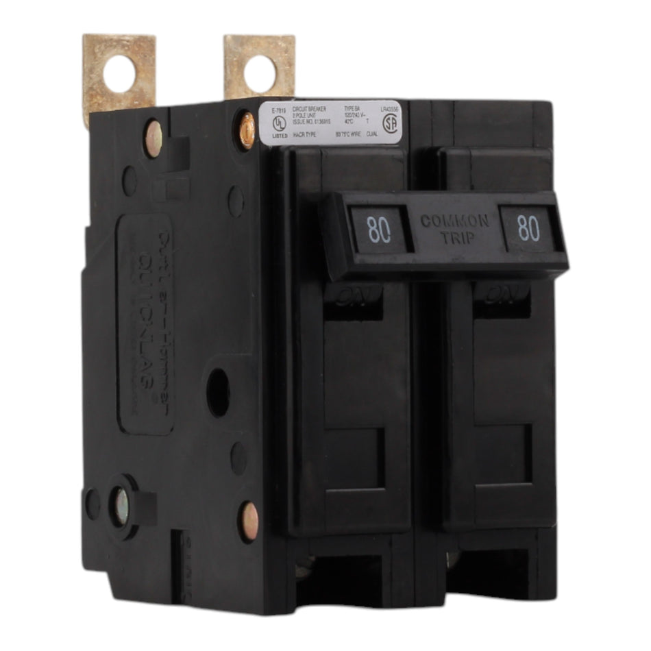 Eaton Quicklag BAB2080 80A 2P 120/240V Thermal-Magnetic Bolt-On Circuit Breaker