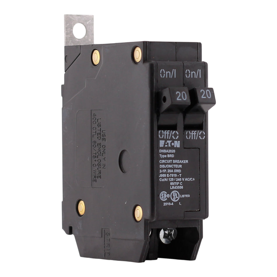 Eaton BAB/DNBA, DNBA2020, 20A, 2P, 120/240V, Thermal Magnetic, Bolt-On, Circuit Breaker