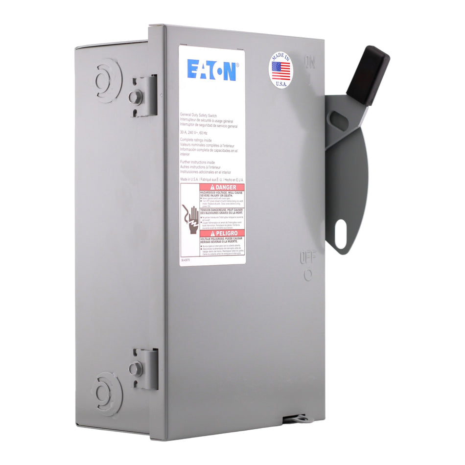 Eaton DG, DG221NGB, 30A, 2P, 240V, Fusible, NEMA 1, General Duty Safety Switch