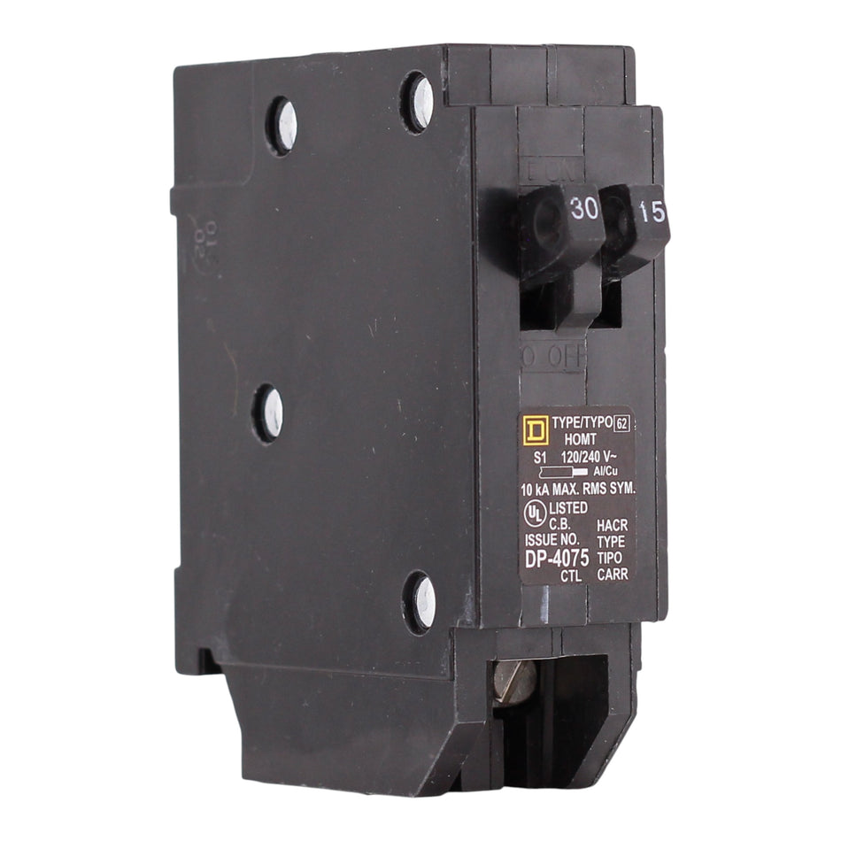 Square D Homeline, HOMT3015, 30A/15A, 2x1P, 120/240V, Tandem, Circuit Breaker