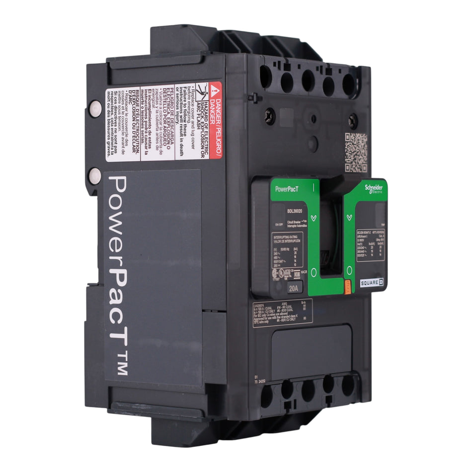 Square D PowerPacT B, BDL36020, 20A, 3P, 600Y/347VAC, Thermal Magnetic, Circuit Breaker