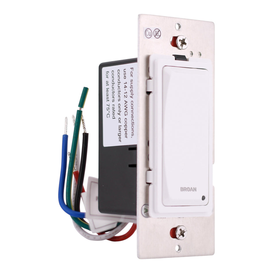 Broan-NuTone, DT100W, Delay-Off Timer, Wall Control, White, 120V, Single-Gang