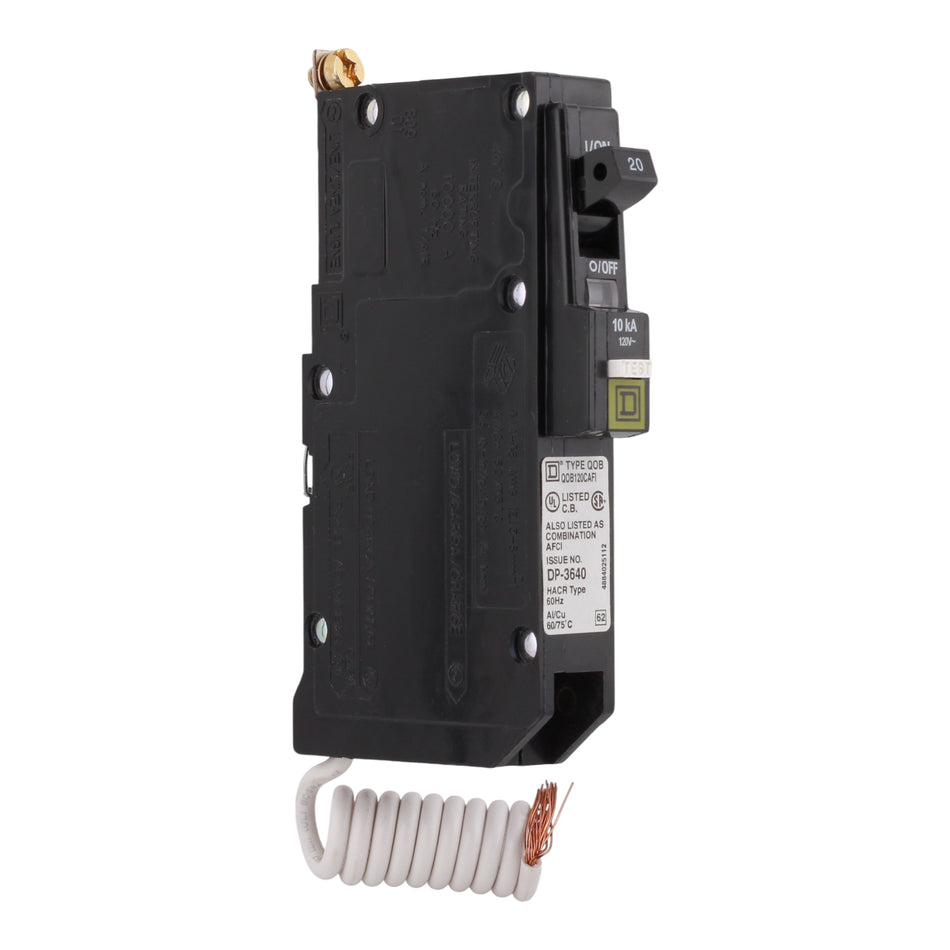 Square D QO QOB120CAFI 20A 1P 120V AFCI Pigtail Neutral Circuit Breaker