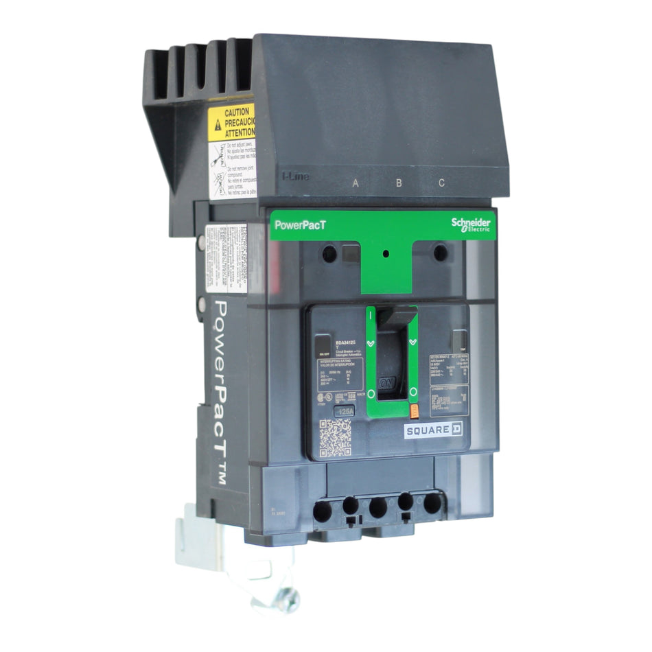 Square D PowerPacT B, BDA34125Y, 125A, 3P, 480Y/277V, I-Line, Thermal Magnetic, Circuit Breaker