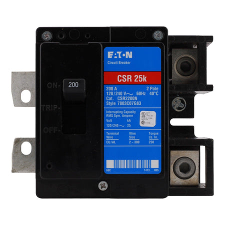 Eaton CSR2200N 200 Amp Main Circuit Breaker, Type CSR, 120/240V, Bolt-On, 25 kAIC, UL Listed