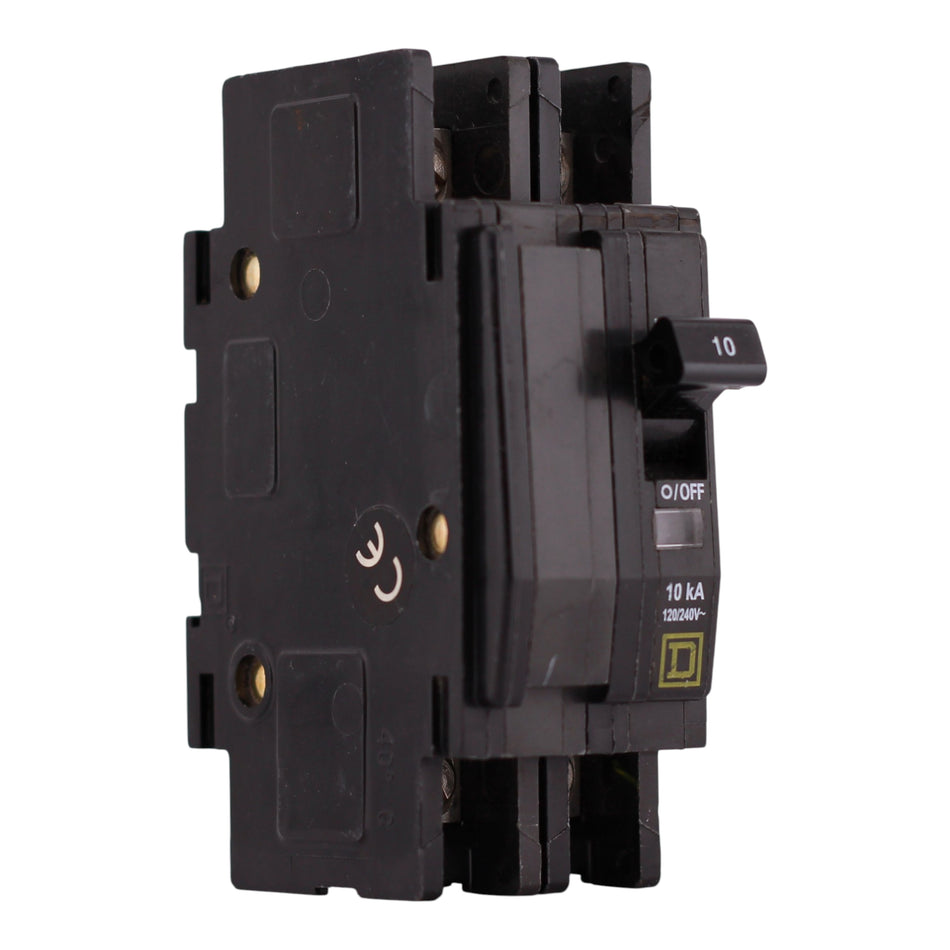 Square D QOU, QOU210, 10A, 2P, 120/240VAC, Unit Mount, Miniature Circuit Breaker