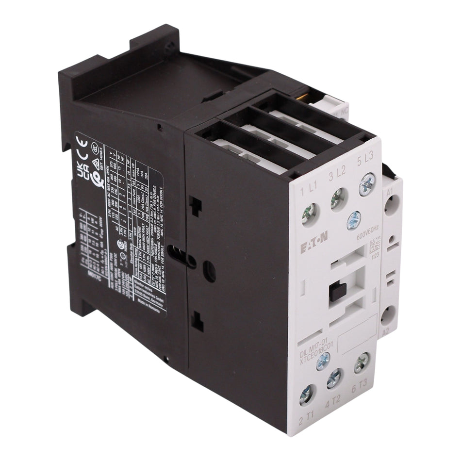 Eaton XT IEC, XTCE018C01D, 18A, 3-Pole, 690VAC, 550/600VAC Coil, Full Voltage Non-Reversing Contactor