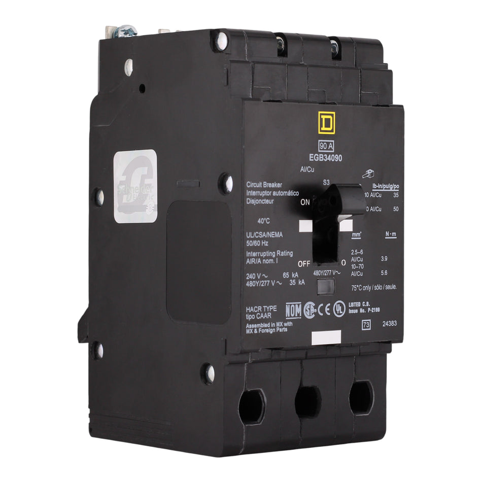 Square D E-Frame, EGB34090, 90A, 3P, 480Y/277V, Bolt-On Circuit Breaker