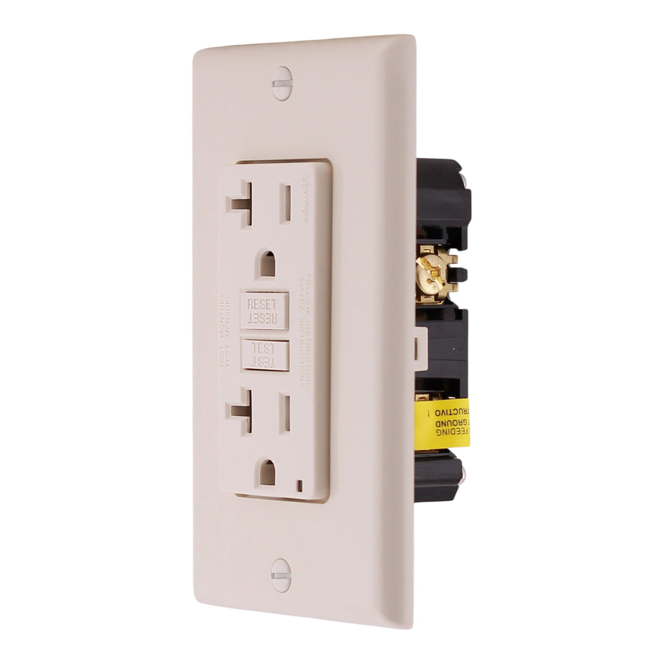 Leviton SmartlockPro, GFTR2-T, 20A, 2P, 125V, Slim GFCI, Tamper-Resistant, Outlet