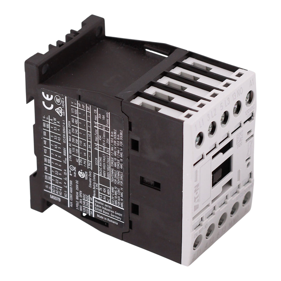 Eaton XT IEC, XTCE007B10AD, 7A, 3-Pole, 690VAC, 120VDC Coil, Full Voltage Non-Reversing Contactor