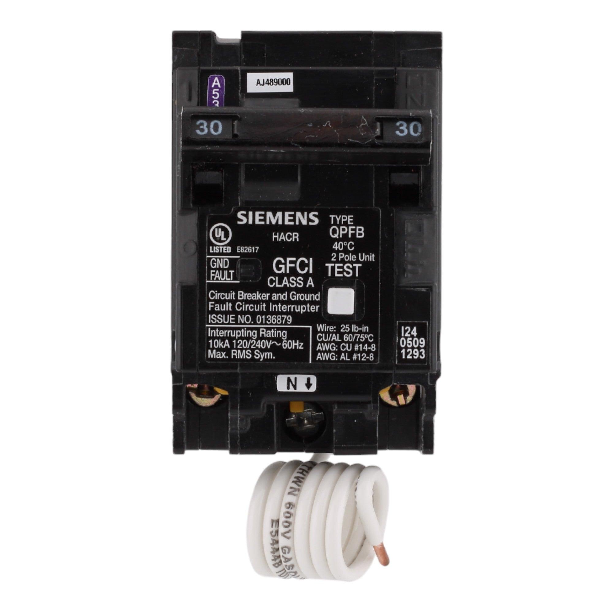 Siemens Q230GF, 30A, 240V, 2P, GFCI Breaker – RES LLC Store