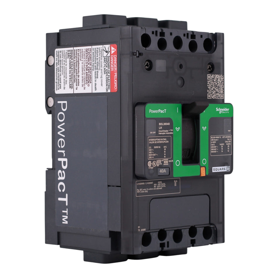 Square D PowerPacT B, BDL36040LH, 40A, 3P, 600Y/347VAC, Aluminum Lugs, Circuit Breaker