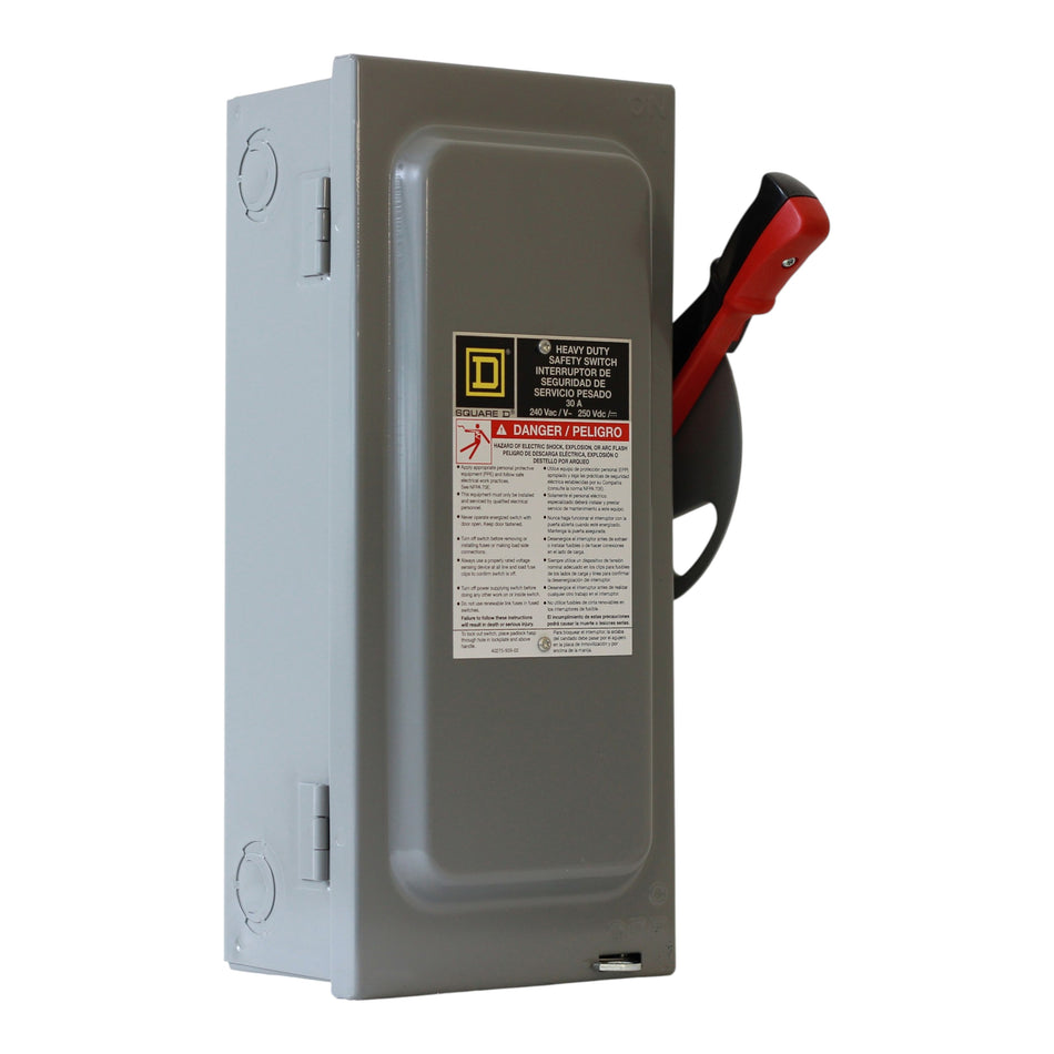 Square D, H221N, 30A, 2-Pole, 240VAC/250VDC, NEMA 1, Heavy Duty Fusible Safety Switch