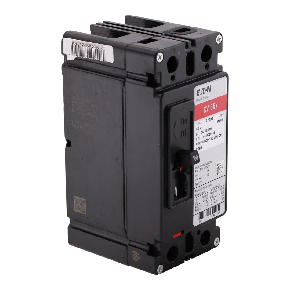 Eaton CV, CV2100XMM, 100A, 2P, 120/240V, 65kA, Molded Case, Tenant Main Circuit Breaker, UL Listed