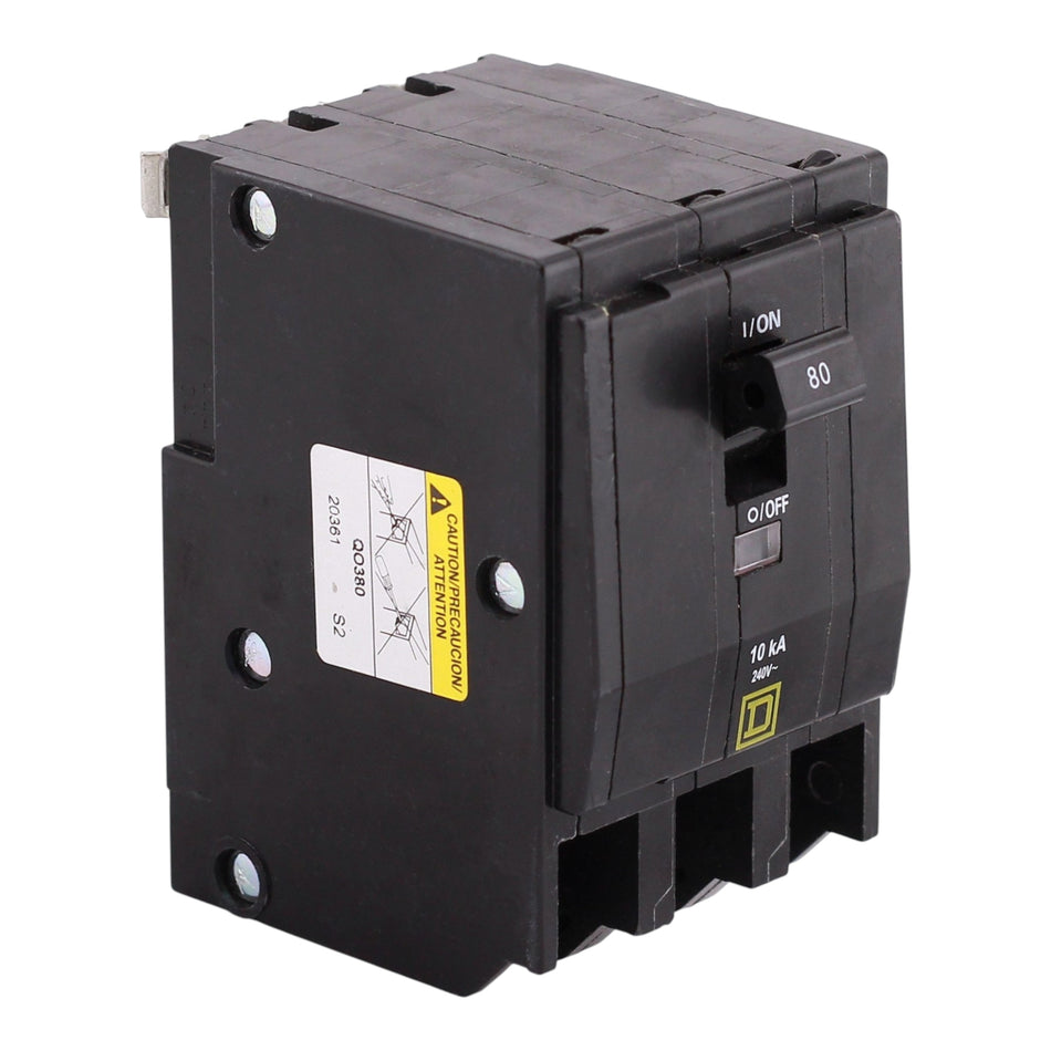 Square D QO, QO380, 80A, 3P, 120/240V, Thermal-Magnetic, Circuit Breaker