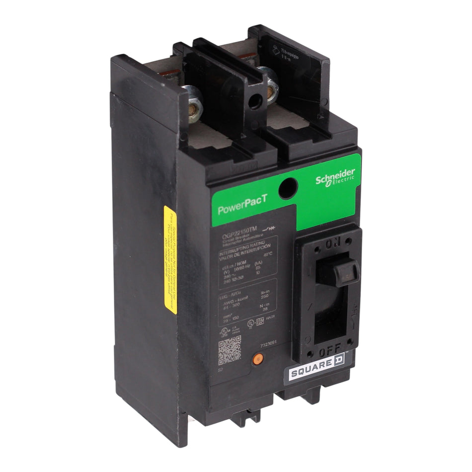 Square D PowerPacT Q, QGP22150TM, 150A, 2P, 240VAC, 65kA, Unit Mount, Thermal Magnetic, Circuit Breaker